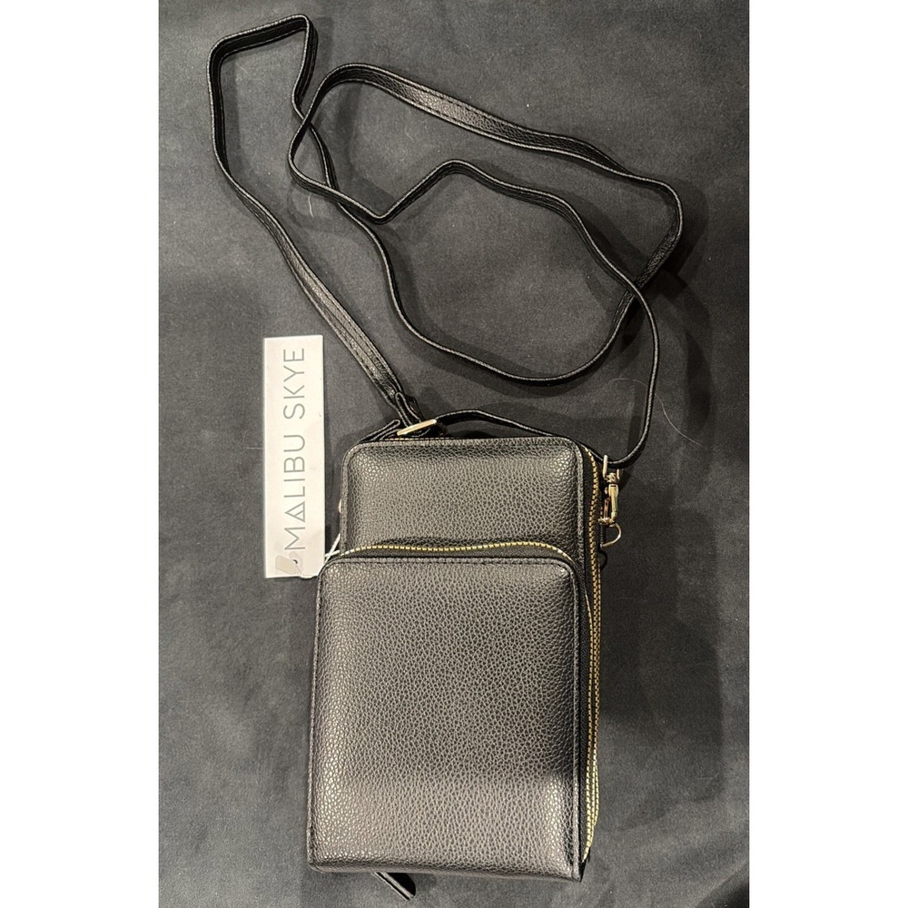 Malibu Skye Brianna Triple Zipper Crossbody Vegan Minimalist, Timeless